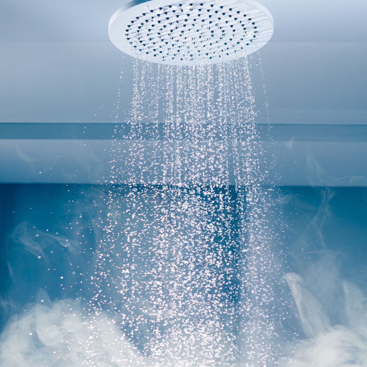 steaming filtered water coming from a shower head